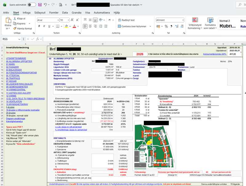Underhållsplanen ska vara lätt att hantera